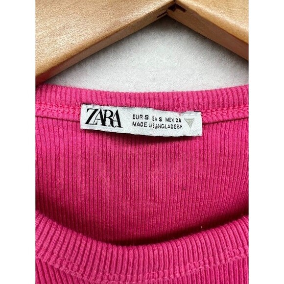 Zara Women's Ribbed Crop Tank Pink Size Small - Picture 2 of 5
